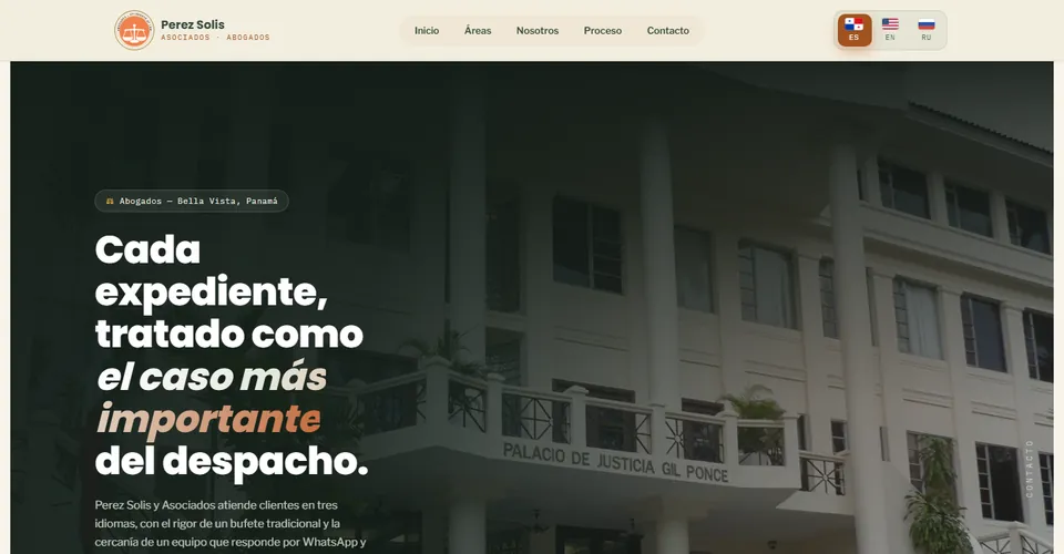Página de inicio de Pérez Solís y Asociados